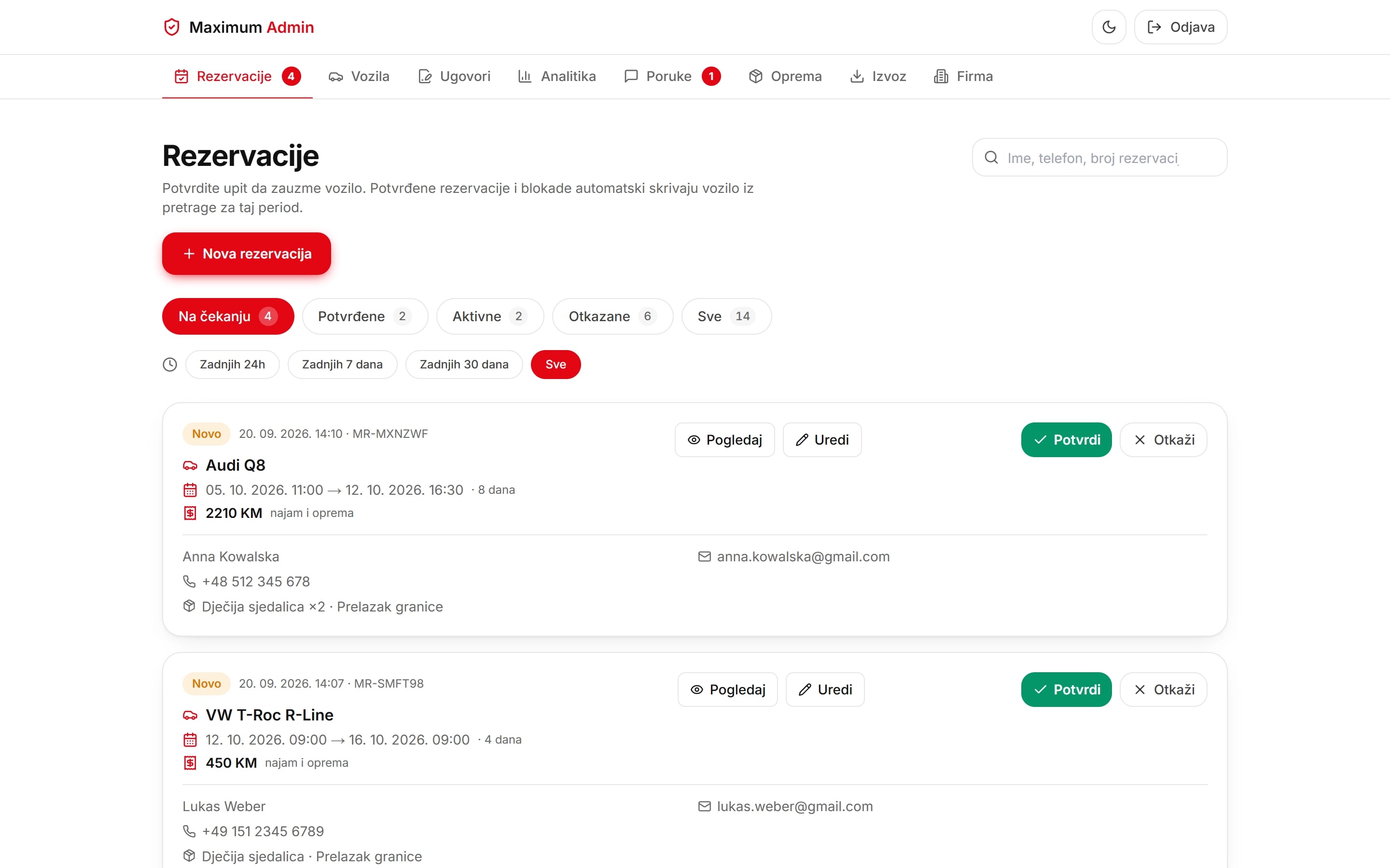 On a computer · all pending bookings at a glance